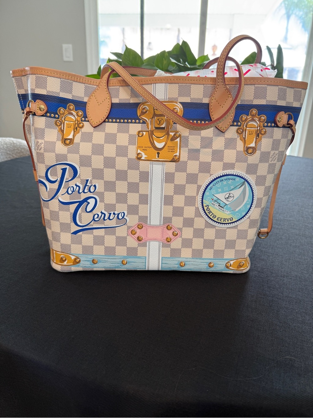 🍒 Louis Vuitton NEVERFULL MM PORTO CERVO Summer Trunks Damier Azur Bag Tote NEW🍒 - Picture 4 of 12